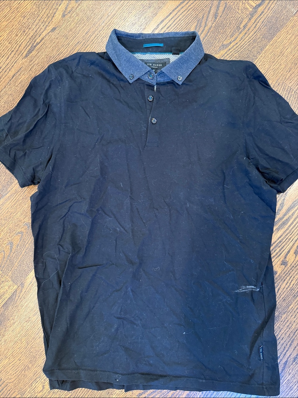 Ted Baker Men’s Black Polo with Contrast Denim Collar